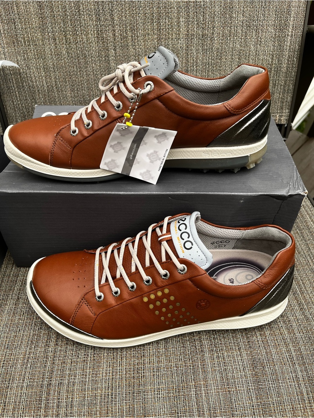 ECCO Biom Hybrid 2 Golf Shoes Men’s EU 45/US 11-11.5 NIB Yak Leather Hydromax - Picture 11 of 14